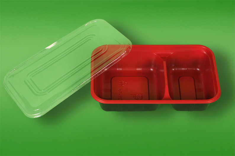 Disposable plastic food packaging container